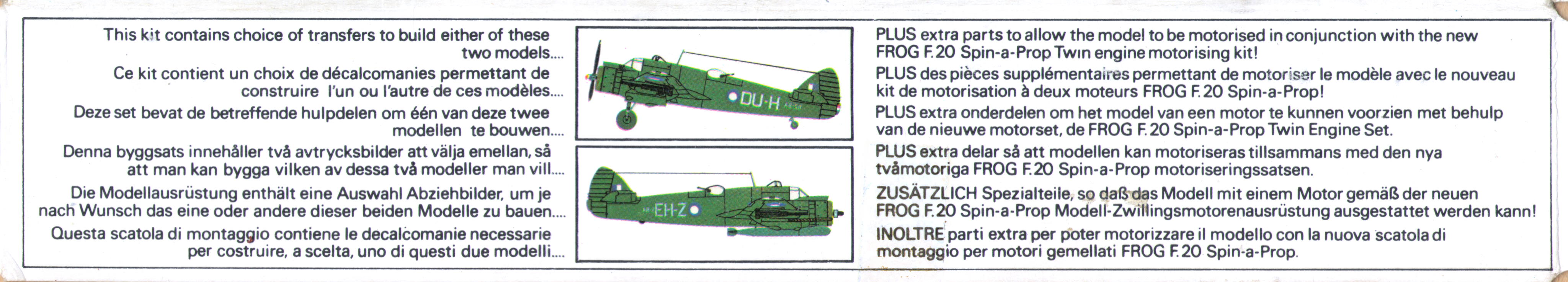 Стенка коробки Моторизация и варианты FROG F291 Beaufighter Mk.21 Anti-shipping Strike Fighter